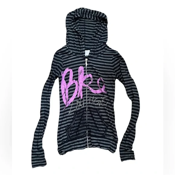 BKE Lounge Y2K Vintage Zip Up Lightweight Sheer Hoodie Jacket - Picture 1 of 11